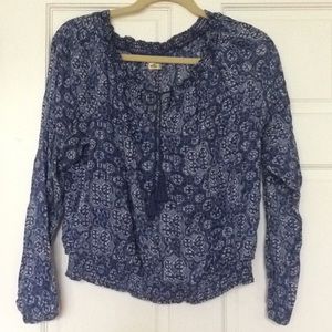 Hollister blue boho shirt size M